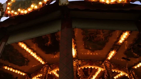 French carousel at evening time Stock Footage 107375921