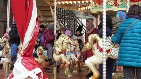 French Carousel at the Manege Square Stock Footage 82124466