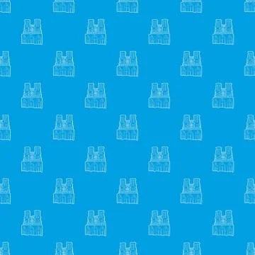 French castle pattern vector seamless blue Illustrazione stock