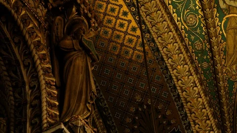 French Cathedral with Angel Close up Stock Footage 101198917