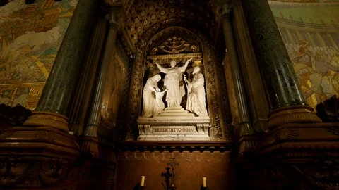 French Cathedral with Roman statues wide Vari Stock Footage 101201110