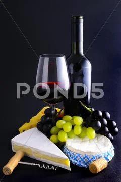 French cheese and wine Stock Photos