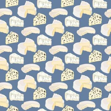 French cheese with mold vector seamless pattern Illustrazione stock