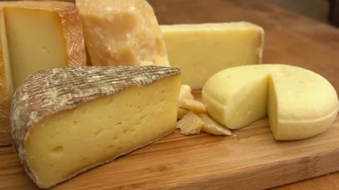 French of cheese on a wooden table. Stock Footage 71193512