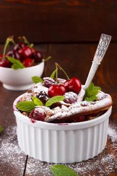 French clafoutis with cherry Stock Photos