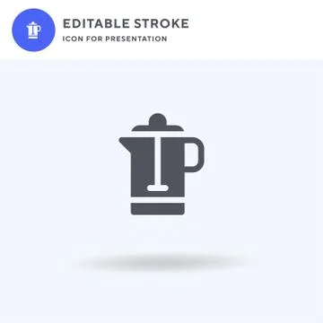 French Coffee icon vector, filled flat sign, solid pictogram isolated on whit Stock Illustration