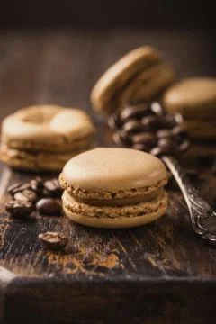 French coffee macarons 스톡 사진