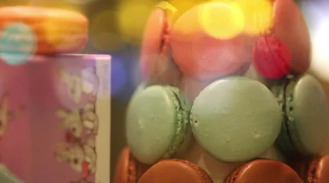 French colorful macarons Video stock 64025206