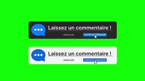 French Comment Call to Action Pack - Light &amp; Dark - Green Screen 4K Stock Footage 334036534