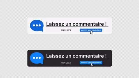 French Comment Call to Action Pack - Light &amp; Dark - Alpha Channel 4K Stock Footage 334036565
