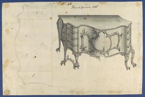 French Commode Table, from Chippendale Drawings, Vol. II 1753 Thomas Chippe.. Stock Photos