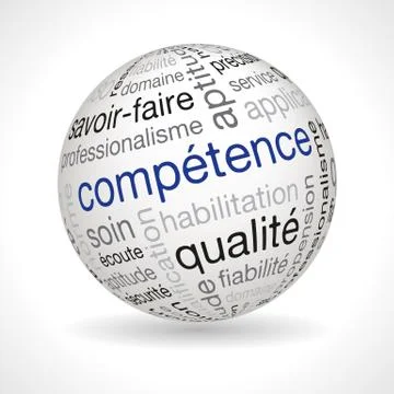 French competence theme sphere with keywords Stock Illustration