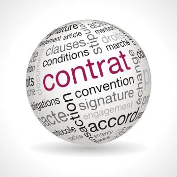French contract theme sphere with keywords Stock Illustration