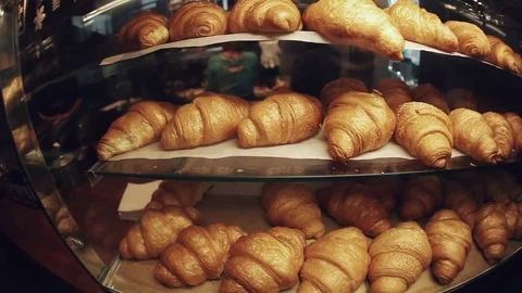 French crispy croissants Stock Footage 83561397
