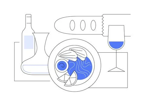 French cuisine abstract concept vector illustration. Illustrazione stock