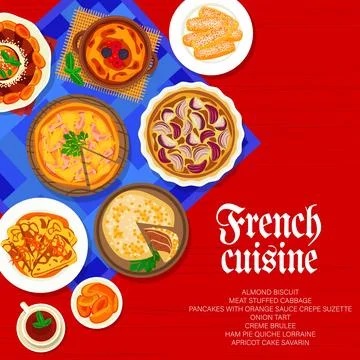 French cuisine menu cover vector France meals list Illustrazione stock