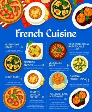 French cuisine restaurant menu vector template Stock Illustration