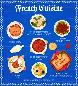 French cuisine restaurant menu vector template Stockillustratie