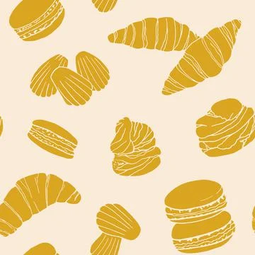 French cuisine seamless pattern. Design sketch element for menu cafe, bistro, Illustrazione stock