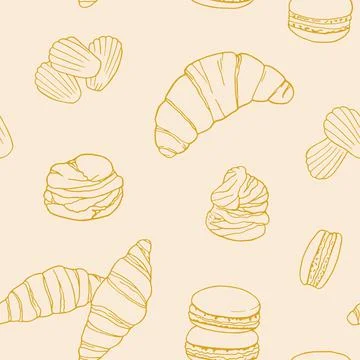 French cuisine transparent seamless pattern. Design sketch element for menu c 스톡 일러스트