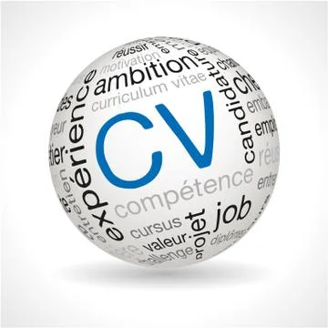 French CV theme sphere with keywords Stock Illustration