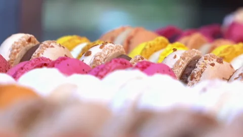 French Desserts Macrons Stock Footage 136343028