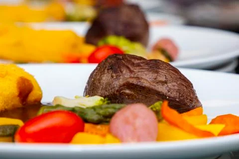 French dish breaded beef with vegetables and potatoes Stock-Fotos