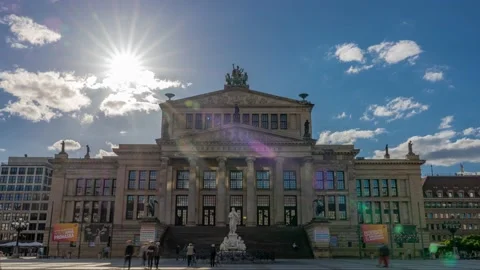 French Dome, Time-Lapse Sun Setting Behind Gendarmenmarkt Berlin Video stock 139023461