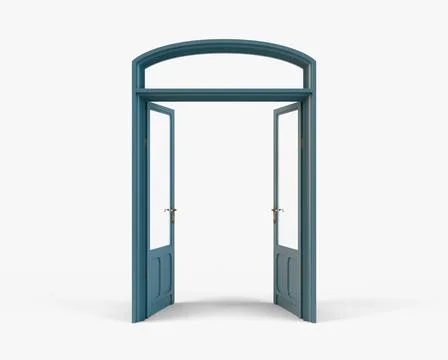 French Double Door Opening Stock Illustration