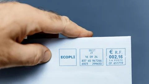 French Ecopli Envelope with Postage Marking Foto stock