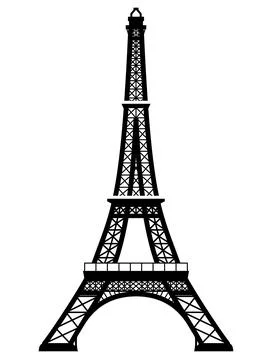 French Eiffel Tower in black-and-white color Stock Illustration