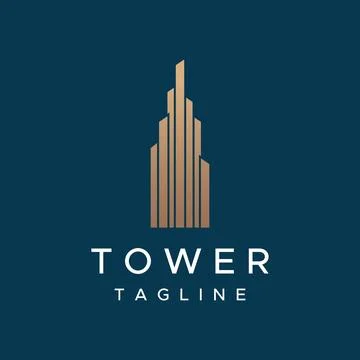 French eiffel tower building and high tower Logo template design.With edita.. Stock Illustration
