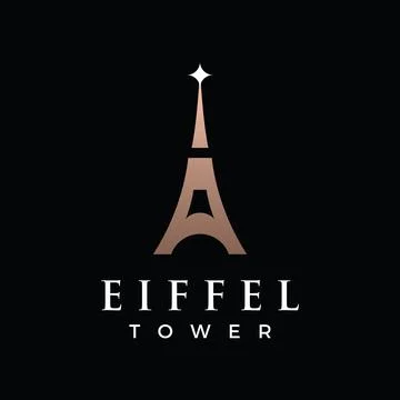 French eiffel tower building and high tower Logo template design.With edita.. Stock Illustration