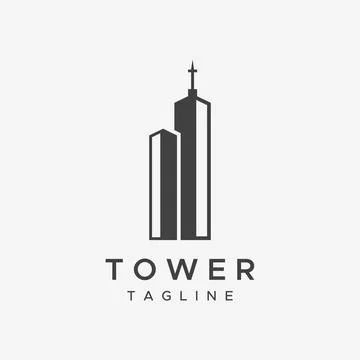 French eiffel tower building and high tower Logo template design.With edita.. Illustrazione stock