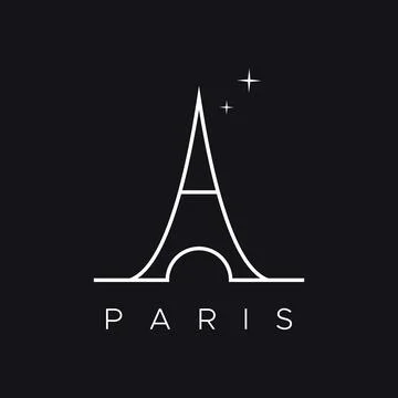French eiffel tower building and high tower Logo template design.With edita.. Stock Illustration