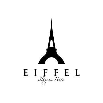 French eiffel tower building and high tower Logo template design.With edita.. Ilustración de archivo