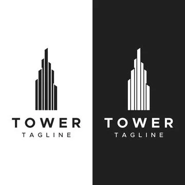 French eiffel tower building and high tower Logo template design.With edita.. Ilustración de archivo