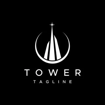 French eiffel tower building and high tower Logo template design.With edita.. Stock Illustration