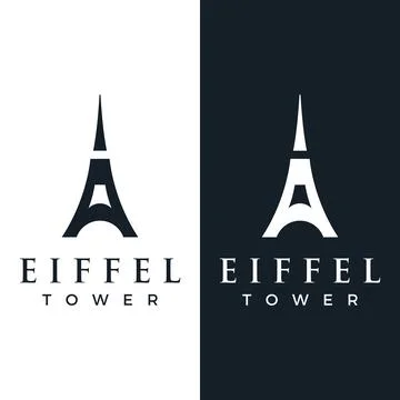 French eiffel tower building and high tower Logo template design.With edita.. Stock Illustration