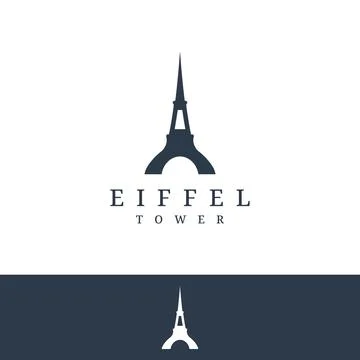 French eiffel tower building and high tower Logo template design.With edita.. Ilustración de archivo
