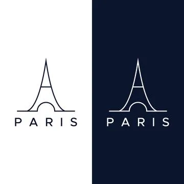 French eiffel tower building and high tower Logo template design.With edita.. Ilustración de archivo