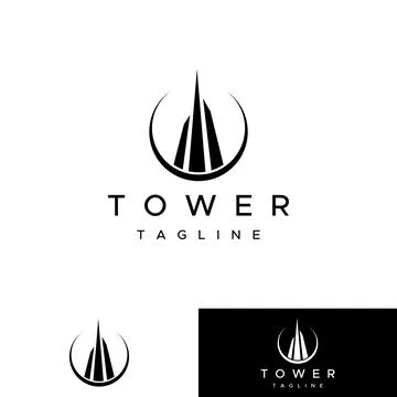 French eiffel tower building and high tower Logo template design.With edita.. Stock Illustration