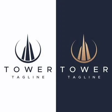French eiffel tower building and high tower Logo template design.With edita.. Stock Illustration