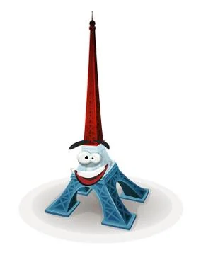 French Eiffel Tower Character Illustrazione stock