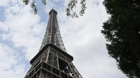 French Eiffel tower monument by the day located in Paris Stock Footage 63894060