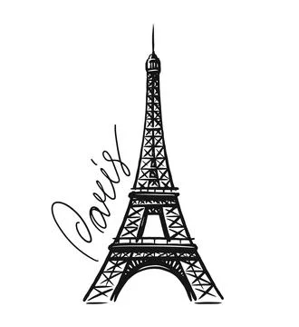 French Eiffel tower sketch vector illustration. France, Paris symbol hand drawn Stock Illustration