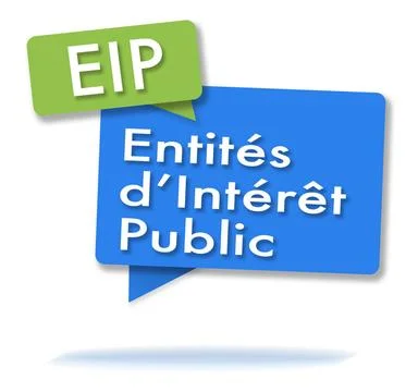 French EIP initials in colored bubbles French EIP initials in two colored ... Foto stock