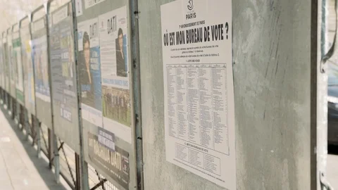 French election posters in Paris during coronavirus lockdown 4K Stock Footage 126752986