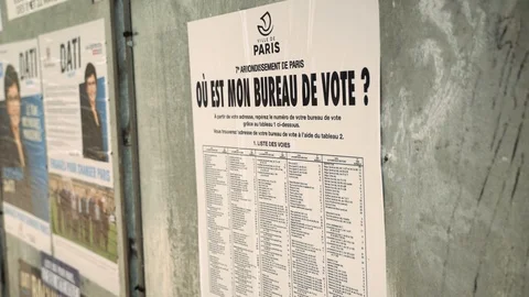 French election posters in Paris during coronavirus lockdown 4K Stock Footage 126752992