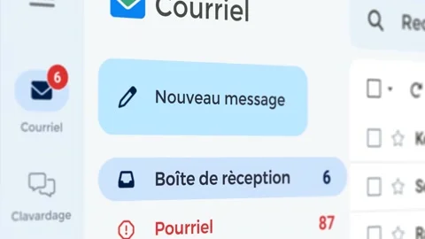 French email spam inbox increasing number, close-up, scam, malware, phising Stock Footage 225508671